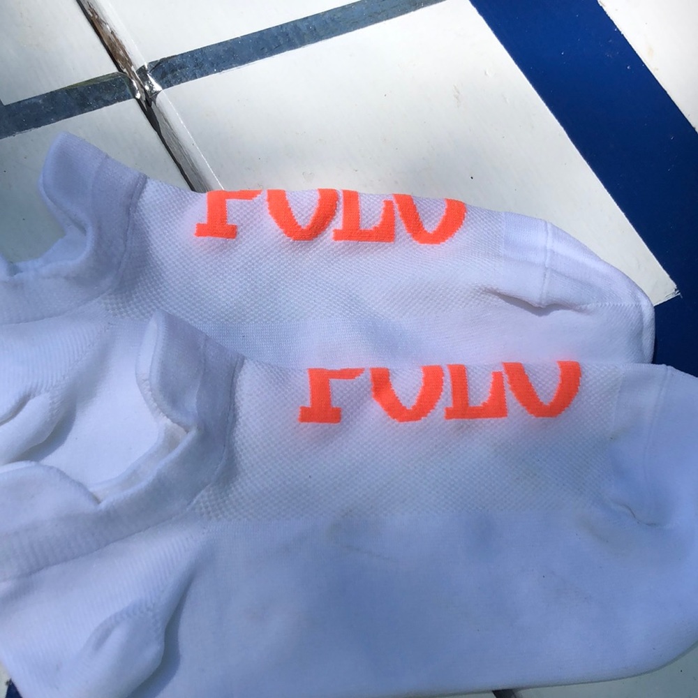 COPY - Polo light weight white and coral ankle moisture wicking  socks